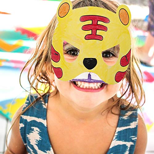 Mascarilla de Animal 24 Piezas Máscaras para Colorear en Blanco DIY Máscara Manualidades Infantiles de Pintura para Halloween Navidad Cosplay Cumpleaños Fiestas