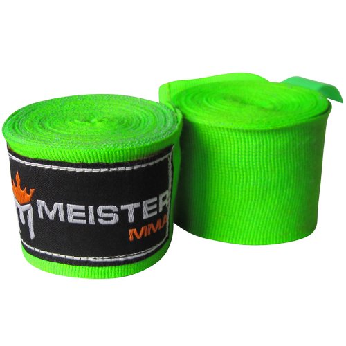 Meister 180" Vendas para Manos de algodón elásticas para MMA y Boxeo (Par) - Verde Fluorescente