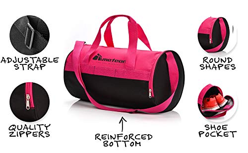 meteor Bolsa Deporte Viaje Gimnasio con Compartimento Separado para Zapatos Duffle Bag para Hombre Mujer Ultraligera Plegable Bolsa Deportiva 25 L Yoga Bolsa Fin de Semana (Rosa/Negro, 25 L)