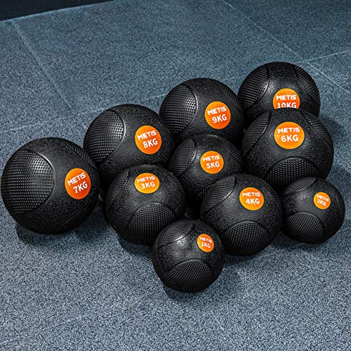 METIS Balón Medicinal– 1kg - 10kg | Pelota Lastrada para Ejercicio en Casa o en el Gimnasio - Slam Balls – Alto Agarre | Material Fitness, Yoga y Pilates (5KG)