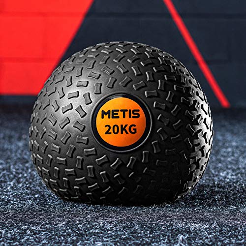 METIS Slam Ball Balones Lastrados 3kg – 20kg | Balones Medicinales de Bajo Rebote para Entrenamiento de Fuerza Central y Musculación | Balón de Fitness para Gimnasio en Casa (20 KG)