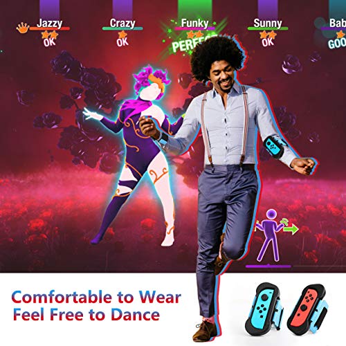 MoKo [2 PZS Correa de Muñeca Compatible con Joy-con Nintendo Switch Just Dance 2021/2020 y Zumba, Banda de Muñeca Elástica Cómoda de 2 Tamaños Diferentes Ajustable para Adultos y Niños
