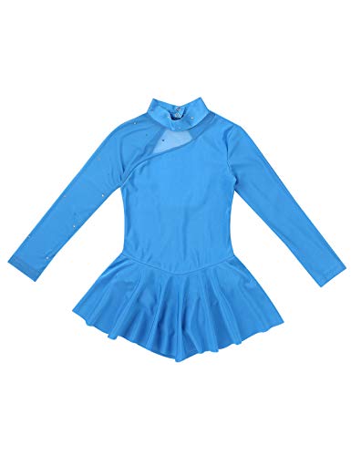 MSemis Vestido de Patinaje Artistico para Niñas Maillot Tutú Princesa de Danza Ballet Leotardo Gimnasia Ritmica con Falda Plisada Body de Bailar Azul 12 años