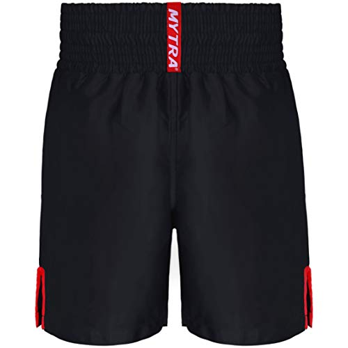Mytra Fusion Satin Boxing Shorts, MMA Shorts, Combat Shorts, Ring Shorts, Training Shorts (Black, Medium)