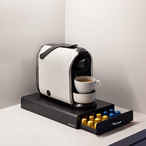Navaris Dispensador de cápsulas de café Nespresso y Tassimo - Cajón y Soporte para cafetera de cápsulas - Accesorio con Capacidad de 50x cápsula
