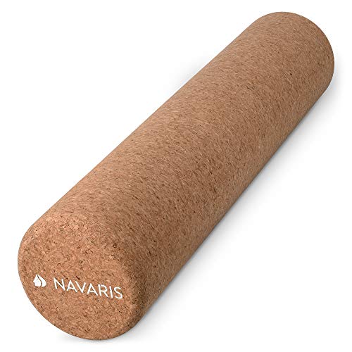 Navaris Rodillo para Pilates y Yoga - Roller de Corcho Natural para Masaje - Rulo ecológico Antideslizante para Auto masajes Espalda Gimnasia Balance