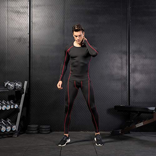 Niksa Mallas Hombre Gym Leggings Deporte Pantalón Largo de Compresión Negro XL