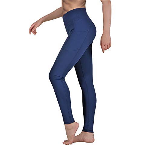Occffy Cintura Alta Pantalón Deportivo de Mujer Leggings para Running Training Fitness Estiramiento Yoga y Pilates DS166 (Azul profundo, XS)