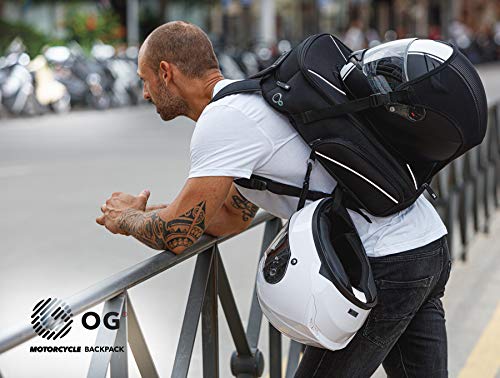OG Online&Go Mochila Moto GO Negra Impermeable 20L, Bolsa Porta-Cascos Motorista, Correa Casco, Ciclismo, Hombre, Portátil, Reflectante, Bolsillo Antirrobo