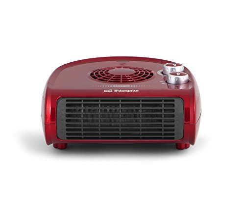 Orbegozo FH 5033 - Calefactor, termostato regulable, 2 niveles de potencia, función ventilador aire frío, calor instantáneo, indicador luminoso, asa de transporte, 2500 W, rojo