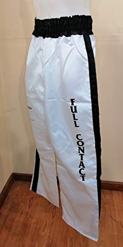 Pantalón de Full Contact Raso (Blanco Raya Negra) Varias Tallas … (1.80 cm.)