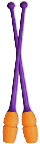 Pastorelli Clubes de gimnasia rítmica conectables, mod. MASHA - 45,20 cm Bicolor (Lilac-Orange)