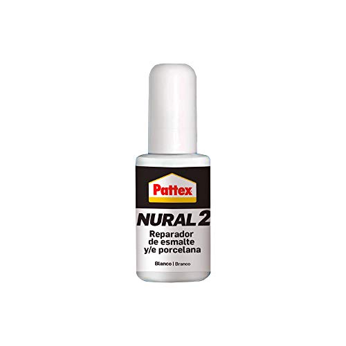 Pattex Nural 2 Reparador de esmalte y porcelana, esmalte permanente blanco para desconchados, golpes y rozaduras, esmalte profesional con múltiples aplicaciones, 1 x 50 g