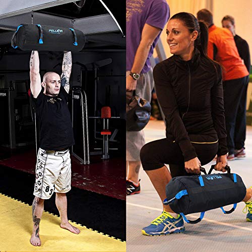 PELLOR Sandbag, Saco Peso Fitness Saco de Arena para Entrenamiento de 4.5-27 kg, Bolsa de Arena con 6 Bolsas Ajustables para Fitness Funcional y Potenciamiento Muscular