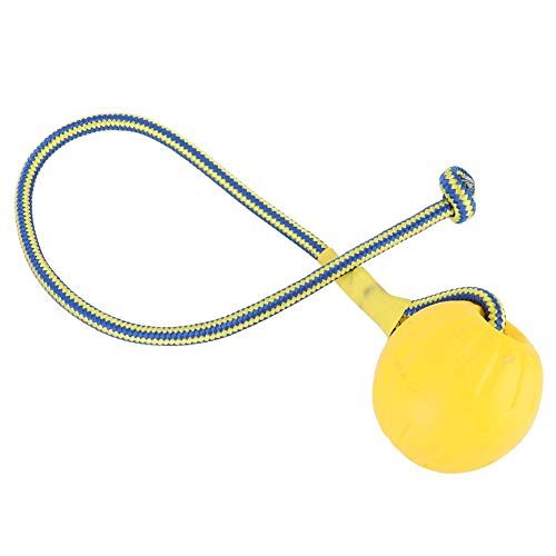 Pelota de Cuerda para Mascotas, 6 cm EVA portátil Adiestramiento de Perro Mascota Masticar Juguetes interactivos Resistentes a mordeduras Cuerda portadora Bola de Goma Indestructible(Amarillo)