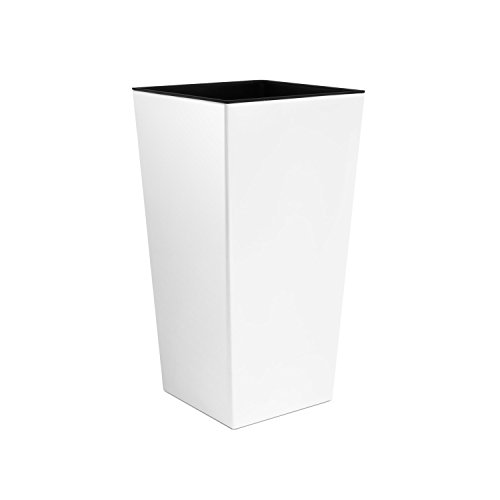 Prosperplast Macetero Urbi 50 cm Alto plástico Fower Pot con Interior Liner, 7 Colores, Blanco, 50 cm