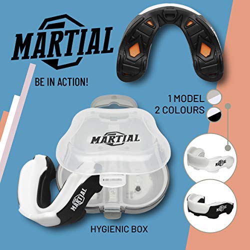 Protector bucal Martial Premium para una respiración ideal! Protector bucal  perfectamente ajustable con caja de transporte. Para artes marciales, MMA,  boxeo, kickboxing, hockey, fútbol - adultos : : Deportes y aire  libre