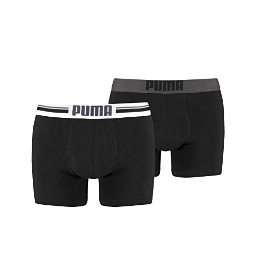 Puma Placed Logo - Pack de 2 bóxers para hombre, color negro, talla S