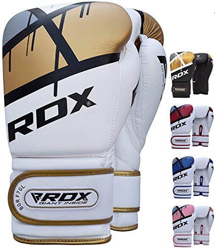 RDX Guantes de Boxeo para Entrenamiento y Muay Thai | Maya Hide Cuero Mitones para Kick Boxing, Sparring | Boxing Gloves para Combate Training, Saco Boxeo