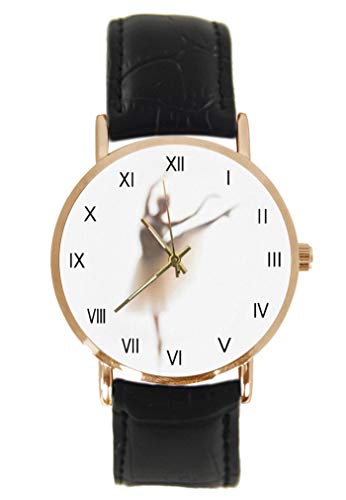 Reloj de Pulsera de Bailarina de Ballet, clásico, Unisex, analógico, de Cuarzo, con Caja de Acero Inoxidable, Correa de Cuero