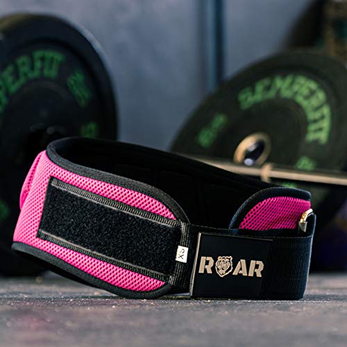 Roar® Cinturón musculación para Entrenamiento de Levantamiento de Peso Crossfit Powerlifting Halterofilia Pesas Gimnasio (Rosa, XS)