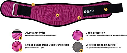 Roar® Cinturón musculación para Entrenamiento de Levantamiento de Peso Crossfit Powerlifting Halterofilia Pesas Gimnasio (Rosa, XS)