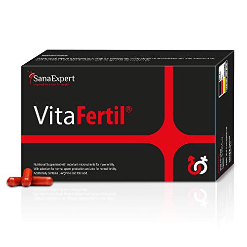 SanaExpert VitaFertil, Suplemento Nutricional para la Fertilidad Masculina, Ayuda a Mejorar la Calidad de la Esperma, L-arginina, Zinc, Selenio, Vitaminas y Minerales, 60 cápsulas