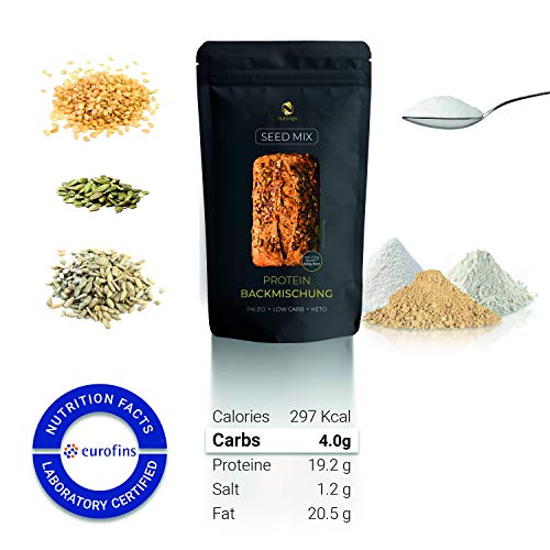 Seed Mix - Mezcla para hornear pan de proteínas 3x200g. | 4g. carbohidratos | Sin cereales | Sin gluten | Para Paleo, Keto baja en carbohidratos y desarrollo muscular | para diabéticos