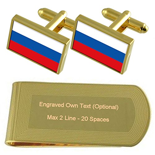 Select Gifts Federación de Rusia Bandera de Tono Oro Gemelos Money Clip Grabado Set de Regalo