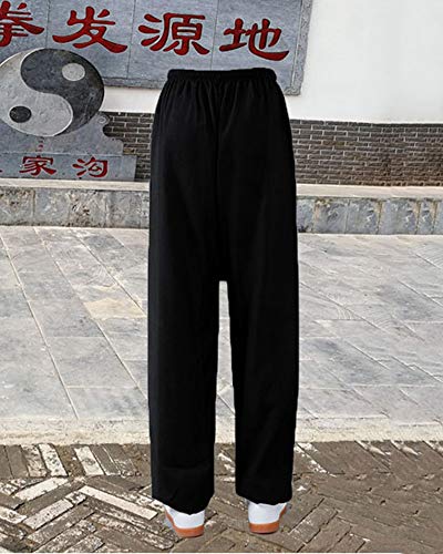 Shaoyao Unisex Pantalones Kung Fu – Wushu – Tai Chi – Taiji – Martial Arts – Pantalón – Sport – Yoga – Tiempo Libre Negro 2XL