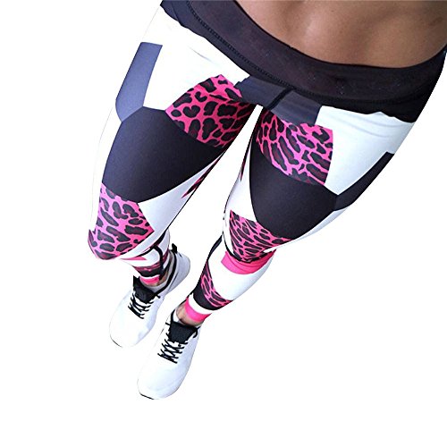 SHOBDW Mujeres Deportes Yoga Estampado de Leopardo Colorido Entrenamiento Gimnasio Fitness Push Up Leggings Mallas de Correr Medias de Cintura Alta Mono Pantalones Deportivos(Rojo,XL)