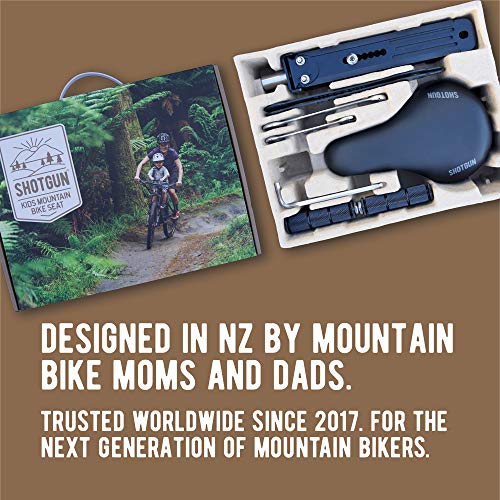 SHOTGUN Asiento infantil para bicicletas de montaña | Asientos delanteros para niños de 2 a 5 años (hasta 48 lbs.) | Compatible con todas las MBT para adultos | Fácil de instalar