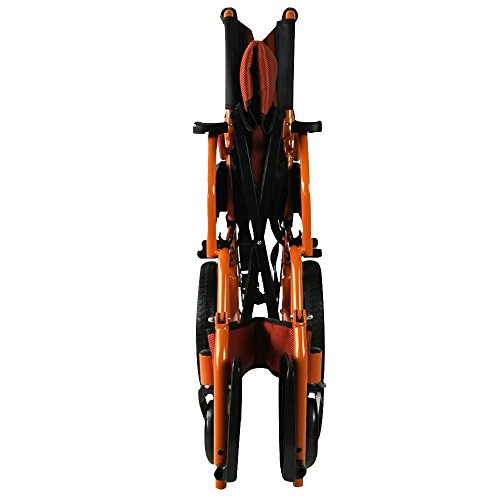 Silla de ruedas ligera | reposapiés, respaldo y reposabrazos acolchados | naranja | Pirámide | Mobiclinic ancho de asiento 40 cm