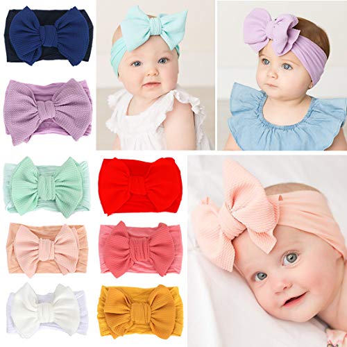 Simoda Joyfeel's Store Cintas para el pelo de Nylon para bebés Turbante Knotted Girls Hairband Super suave y elástica Wrap para recién nacidos Toddle para niños (Pack of 8#12)