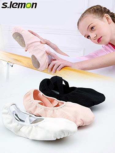 S.lemon Elástico Lona Zapatillas de Ballet Zapatos de Baile para Niños Niñas Mujeres Hombres Rosa (23 EU)