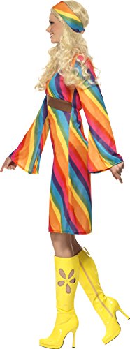 Smiffys-22442X1 Hippies Disfraz Hippy Arco Iris, Vestido y Cinta para la Cabeza, Multicolor, XL-EU Tamaño 48-50 (Smiffy'S 22442X1)