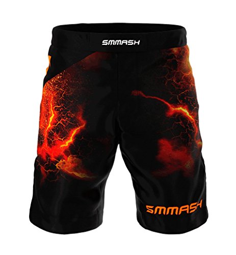 SMMASH Diablo Deporte Profesionalmente Pantalones Cortos MMA para Hombre, Shorts MMA, BJJ, Grappling, Krav Maga, Material Transpirable y Antibacteriano, (XL)