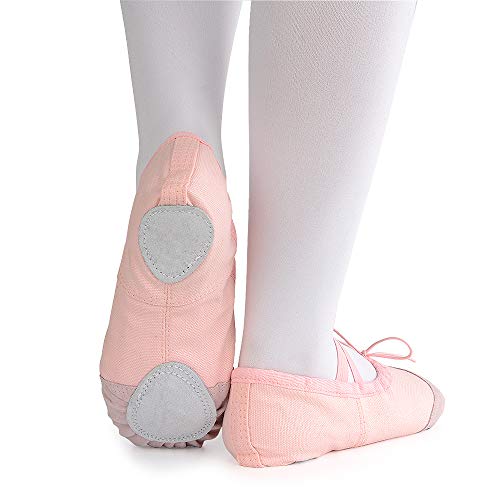 Soudittur Zapatillas de Ballet Suela Partida de Cuero Calzado de Danza para Niña y Mujer Adultos Rosa Tallas 27