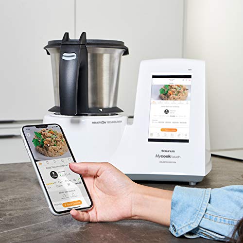 Taurus Mycook Touch Unlimited Edition - Robot de Cocina, wifi, 1600W, 2L, 140 grados, multifunción, app mycook miles de recetas, conectable con tu smartphone, Vaporera 2 niveles