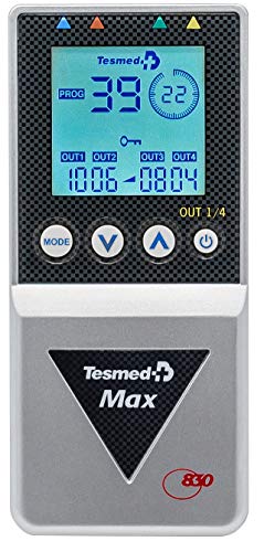 Tesmed MAX 830 electroestimulador muscular - 4 canales - 20 ELECTRODES - más de 200 tratamientos - recargable -patente Waims System ondas secuenciales