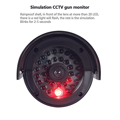TIMESETL 2Pcs Cámara simulada CCTV Cámara de seguridad simulada con LED rojo parpadeante Cámara de seguridad falsa - Negro