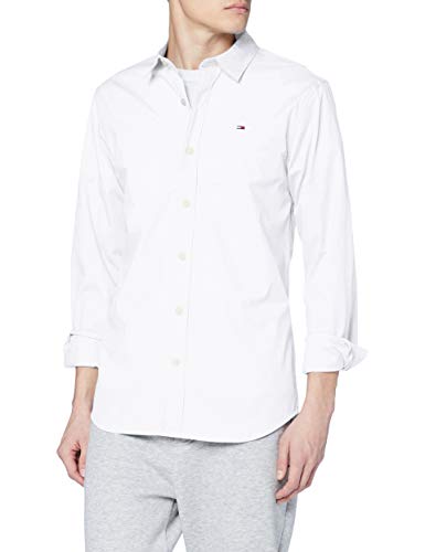 Tommy Hilfiger Original Stretch Camisa, Blanco (Classic White 100), Large para Hombre