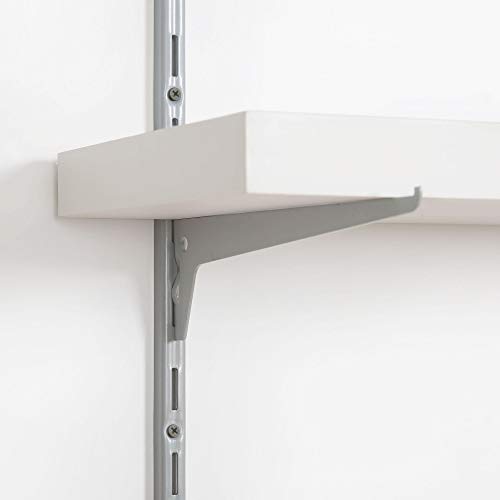 Toolerando Perfil cremallera perforación simple para escuadras de estante/Riel de pared para soportes de estantes, 1 ranura - Longitud: 50 cm, plateado
