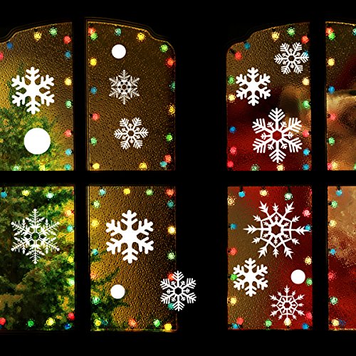 Toyvian Vinilos de Navidad para Ventana de Copo de Nieve Vinilos de Escaparates para Dormitorio Infantil Pegatinas de Navidad Adornos para Ventanas Pared 48 Piezas
