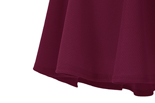 Urban GoCo Falda Mujer Elástica Plisada Básica Patinador Multifuncional Corto Falda (M, Rojo Vino)