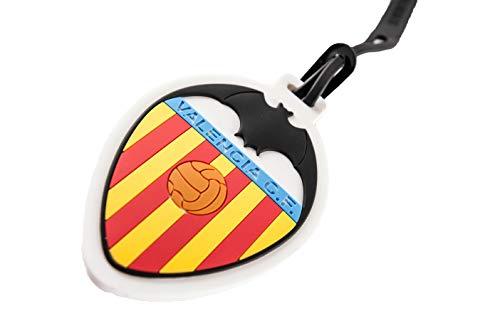 Valencia Club de Fútbol Etiqueta para Equipaje - Producto Oficial del Equipo, Identificador de Maleta con Goma de Sujeción y Anverso para los Datos del Viajero