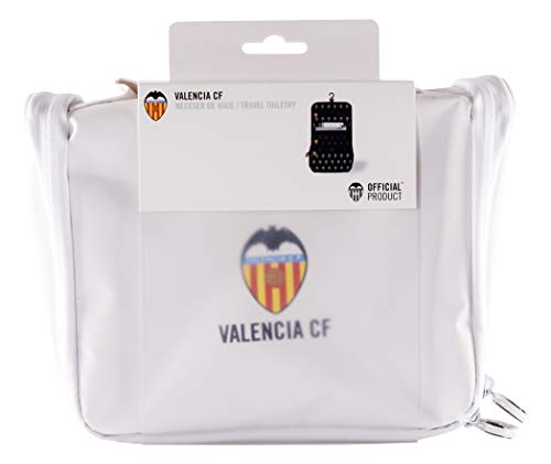 Valencia Club de Fútbol Neceser de Viaje - Producto Oficial del Equipo, con Percha para Colgar y Varias Alturas para Guardar Artículos de Aseo