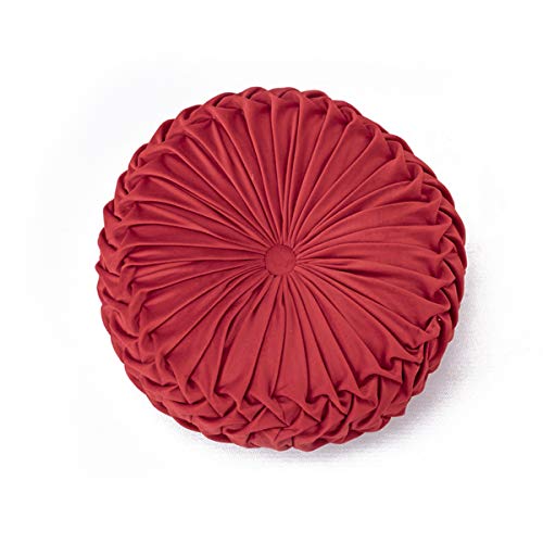 VanderHOME Cojín Redondo Cojín de Terciopelo para sofá Almohada Decorativa Cojín de meditación Rojo