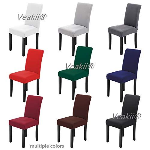 Veakii R Fundas para sillas Pack de 6 Fundas sillas Comedor, Lavable Comedor Asiento Cubre para el Comedor casero Modern Bouquet de la Boda, Hotel, Decor Restaurante（Rojo Vino）