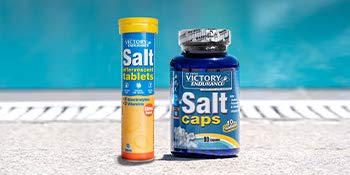 Victory Endurance Salt Caps. 90 capsulas. Con un aporte extra de vitaminas D y B1. Con sodio, potasio, Cloro, Calcio, Hierro, Magnesio, Yodo, Cobre, Manganeso, Selenio.